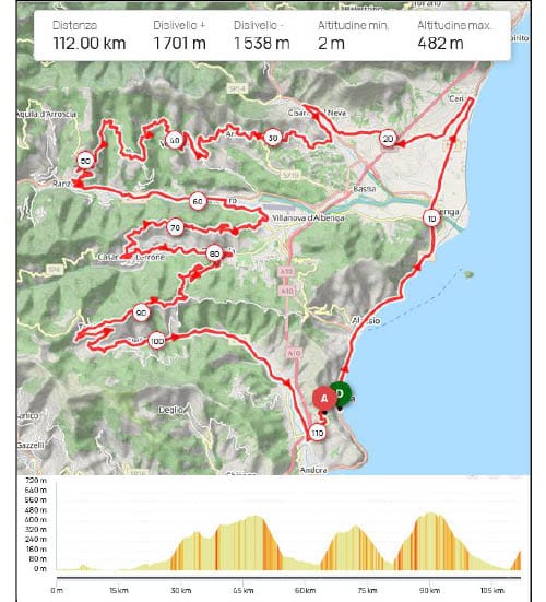 Cartina percorso granfondo Laigueglia 2024